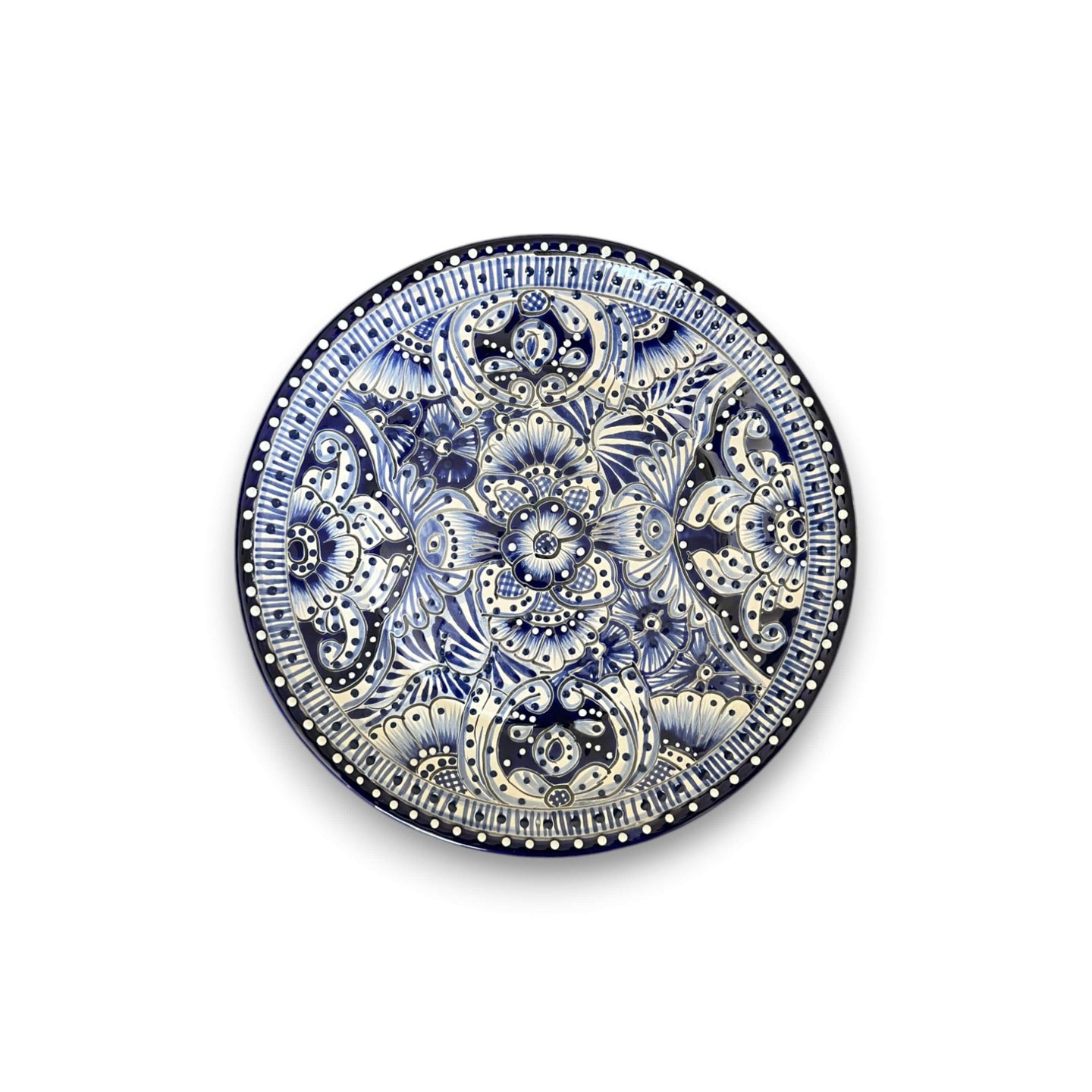 11.5" Talavera Blue & White Dinner Plate